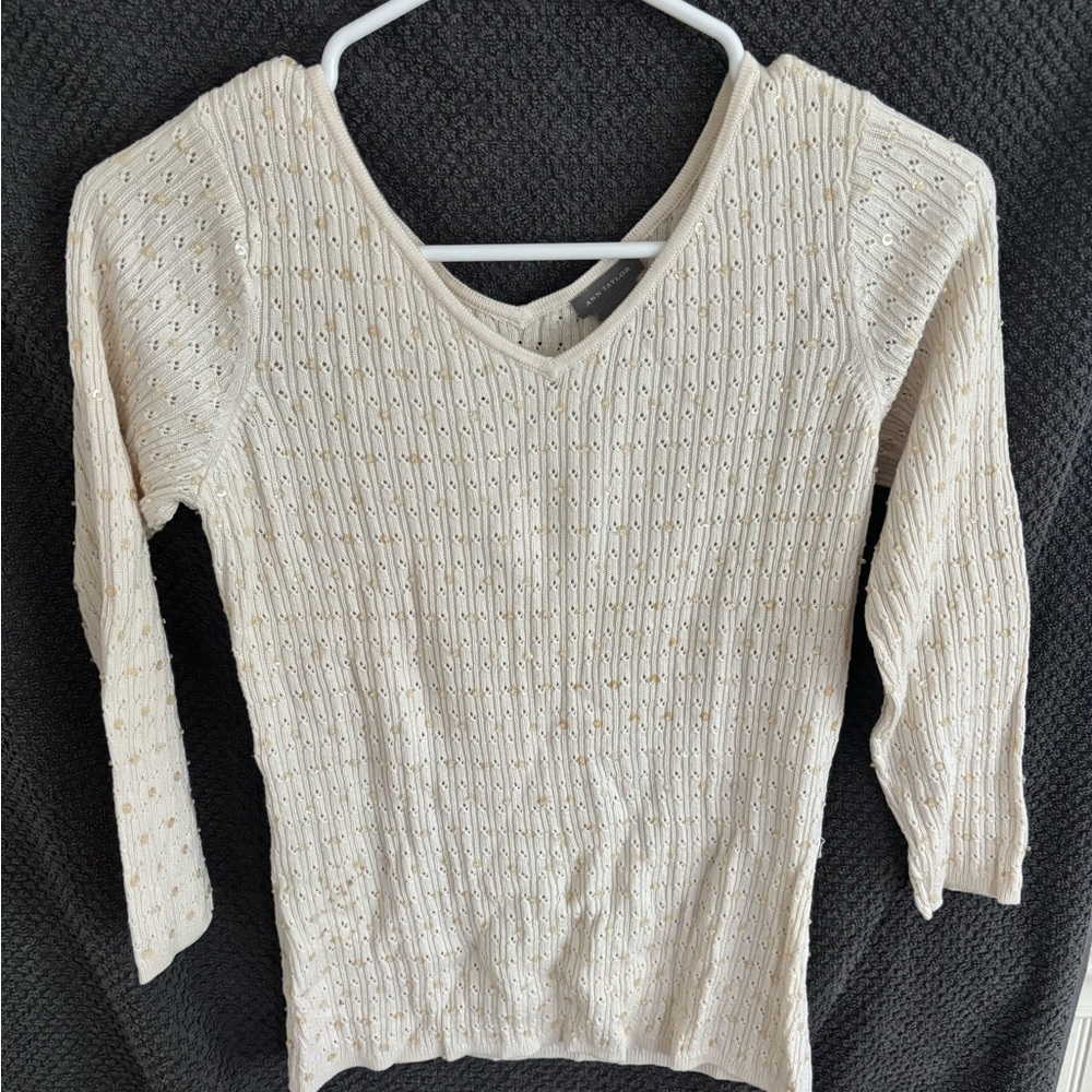 Ann Taylor Ivory Knit Sweater